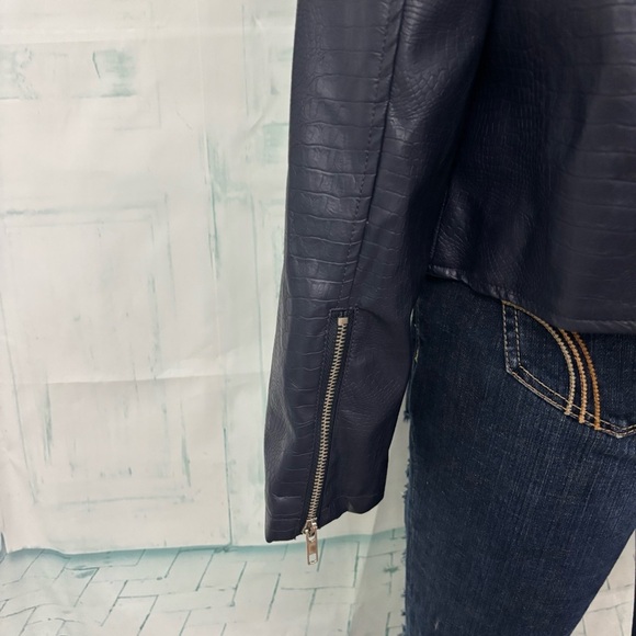 Zenana Outfitters Dark Navy Pleather Jacket - Picture 3 of 7